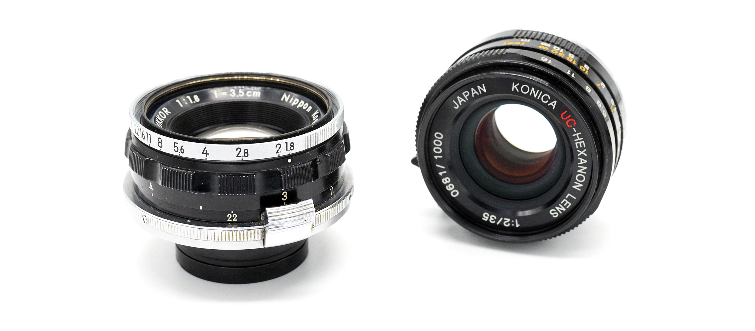 The Two Xenotars: The W-Nikkor 35mm f/1.8 (1956) & the Konica UC